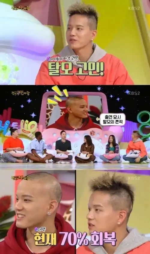 peniel"脱发告白后没去过医院,已经恢复了70%左右"