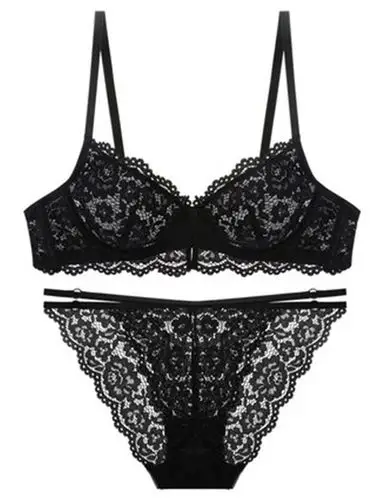 少女美屋性感蕾丝镂空文胸罩套装超薄无海绵透明透气内衣夏季少女
