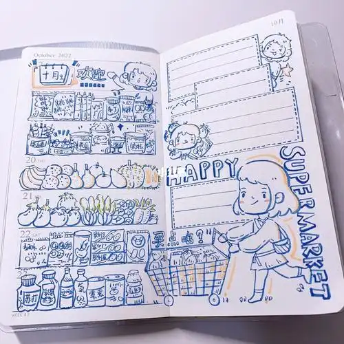 weeks周计划排版手绘手帐插画