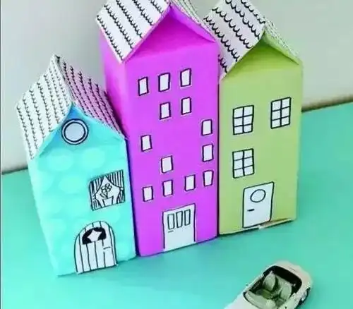 牛奶盒也可以做房子哦,还很精美呢!