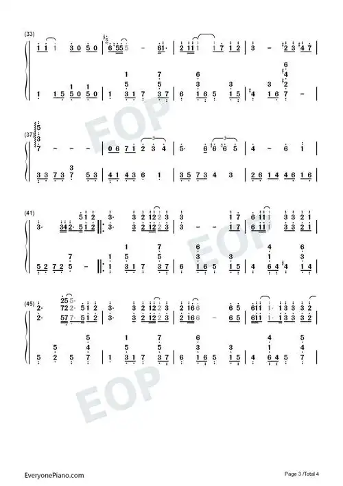 遥远的她-张学友双手简谱预览3