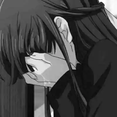 哭泣女生黑白动漫头像