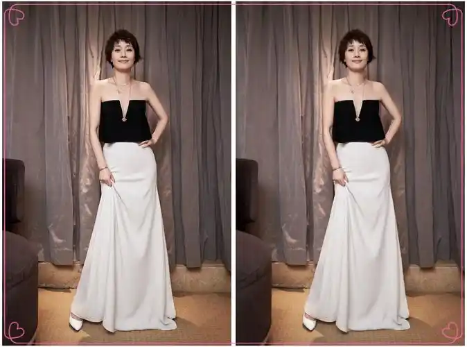 马伊琍虽然净身高只有164,但是她的身材比例非常好,所以穿上长裙会更