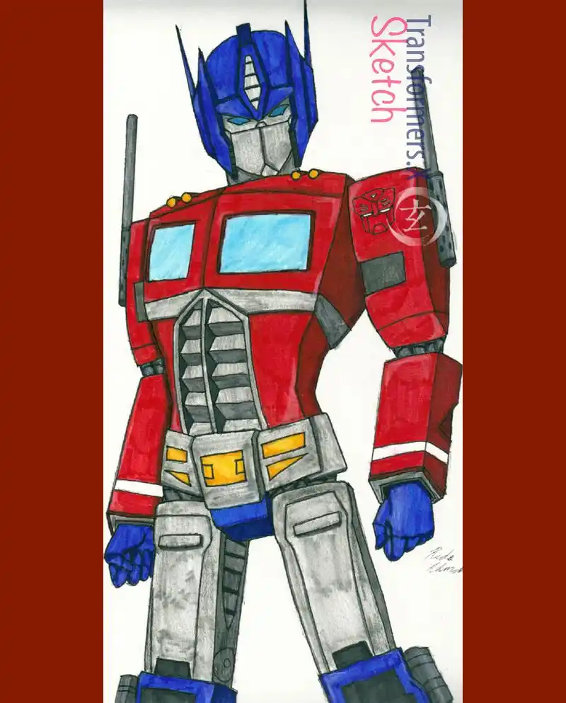 马克笔与针管笔绘出不一样的视觉感受的变形金刚大动漫