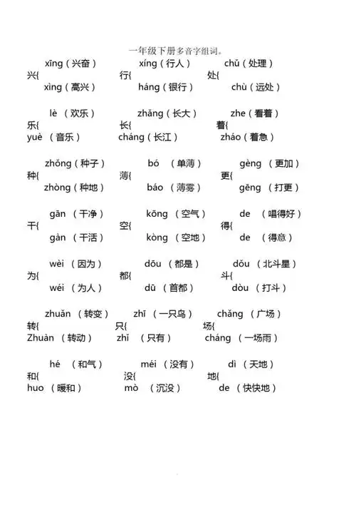 一年级下册多音字组词1