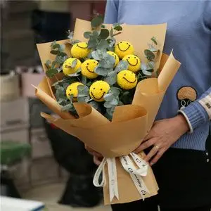 ins风网红卡通笑脸小花束鲜花速递北京鲜花表情包创意花束球表情