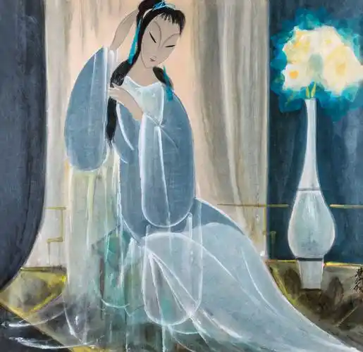 0009   林风眠  瓶花仕女