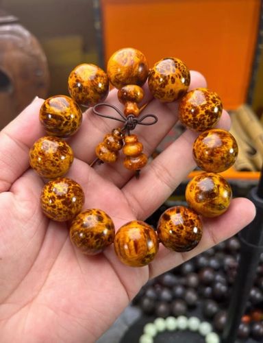 兴颖东北长白山北琥珀木满瘤疤 2.0男士手串 高透星空版雷击料 2.