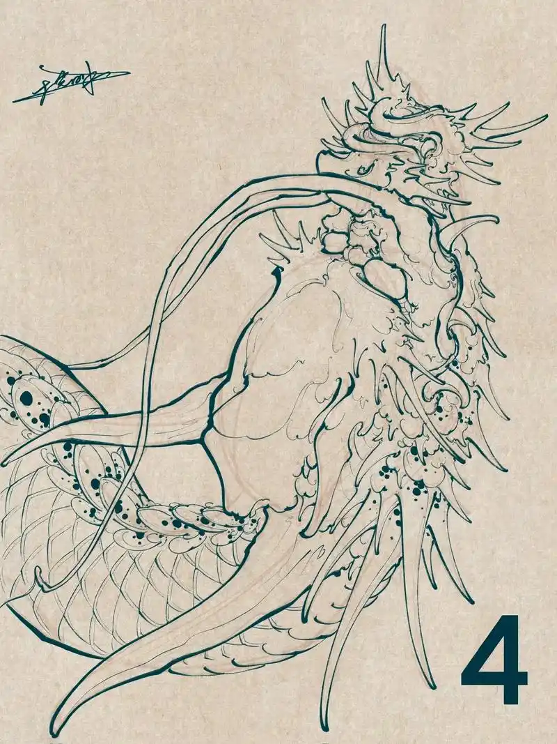 龙头绘画步骤分享.简单粗暴,没有文案, 今天你画画了么? # - 抖音