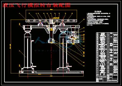 液压飞行模拟转台机械结构设计4张cad图纸毕业论文开题报告任务书
