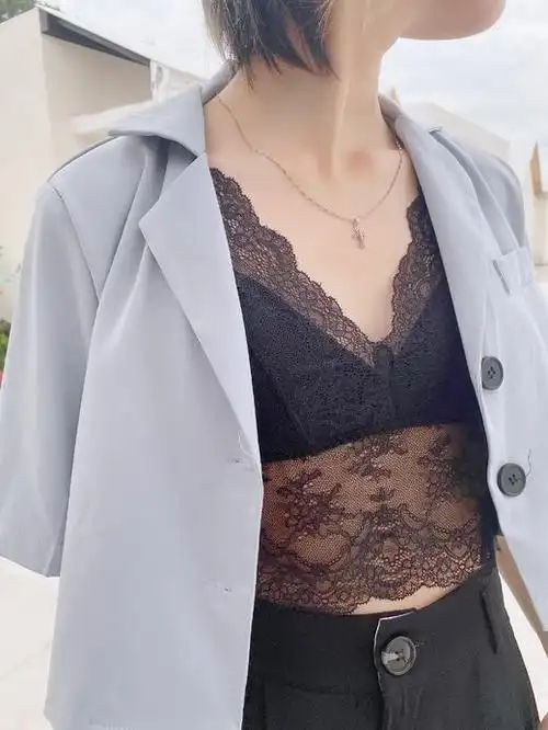 夏日里的法式高级性感 轻熟女人味棉柔蕾丝内衣,轻奢感女士背心(可