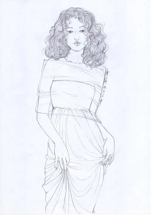 工笔人物白描线稿