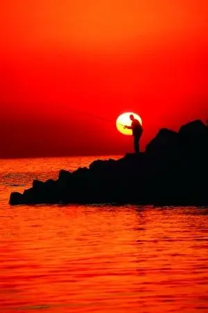 山东龙口海边,夕阳西下,映衬出一位垂钓者的轮廓.梁平/摄 加载中