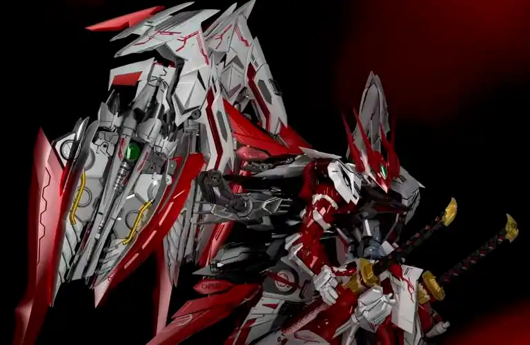 原创seed系最帅的一抹红mb红异端高达新红龙形态发布