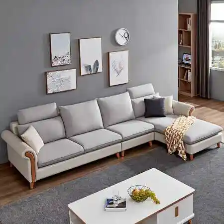 quanu 全友 102381 北欧布艺沙发 浅灰色 1 3 反向转