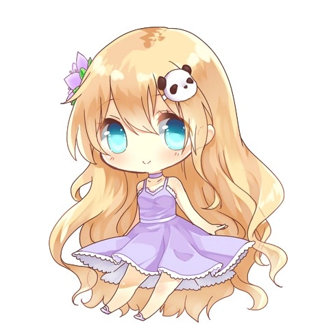 谁可以做一q版人物萌图,偏中分长发,手持类似柠檬水一杯.类似图如下.