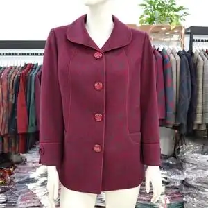 俏丽缘2021-183秋季2021年短外套开衫时尚宽松单件纯色印花妈妈装