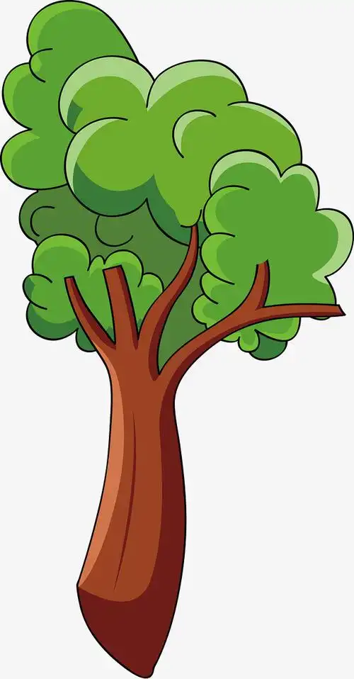 纯原创手绘树插画大树小树春天绿色