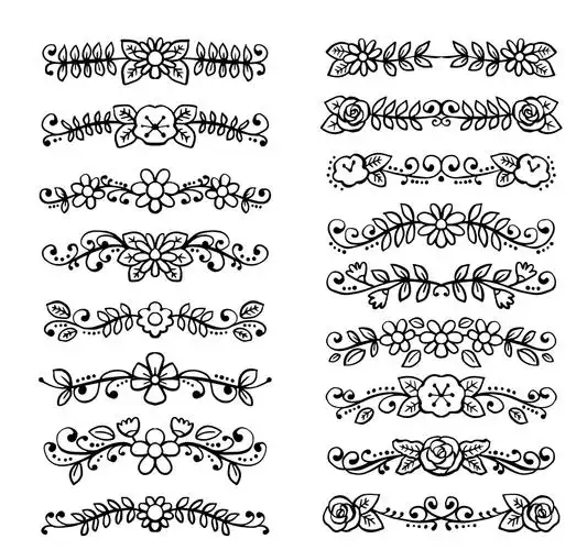 18款黑色花卉花边矢量素材