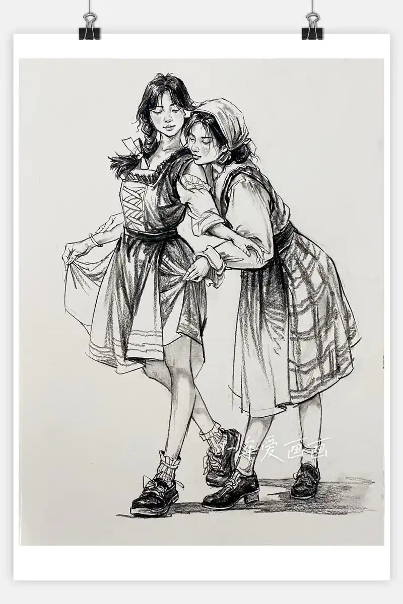 双人速写,双倍快乐,周末愉快90.#画画 #速写人物 #手绘 - 抖音