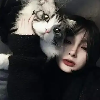 带猫的女生头像高清