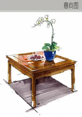 原创设计稿 方案意向 手绘素材 茶几画法