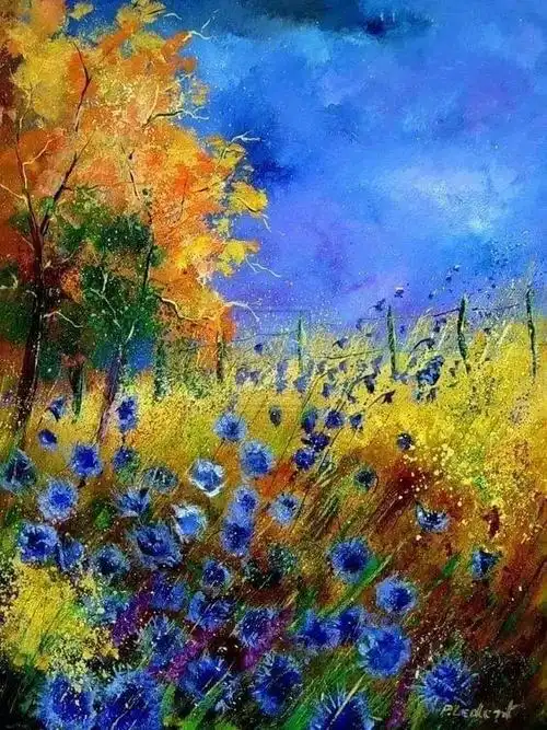 蓝色矢车菊油画来自画家polledent