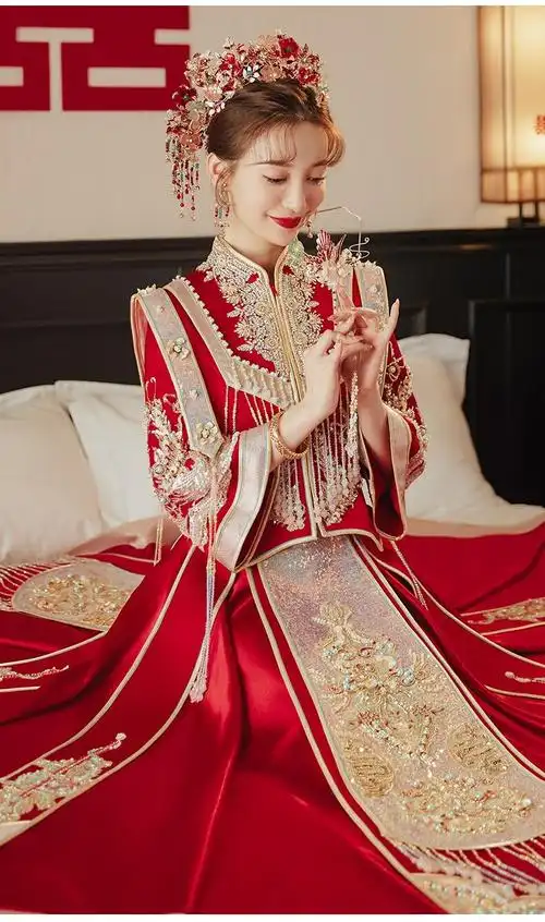 枝己(zeimssmm) 高档秀禾服2022新款中式嫁衣古装新娘敬酒服结婚礼服