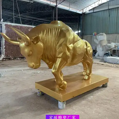 玻璃钢水牛雕塑佛山仿真牛雕塑玻璃钢动物造型雕塑