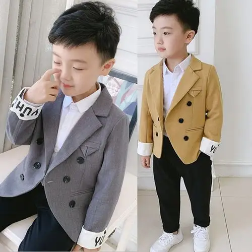 西装套装春秋韩版儿童休闲小西服洋气宝宝男孩花童礼服三件套06128