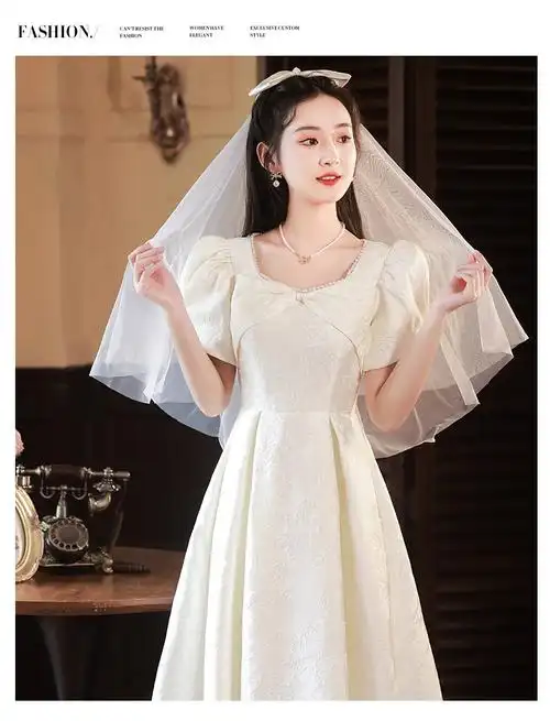 香槟色伴娘服气质名媛连衣裙平时可穿礼服中长裙 - 17网