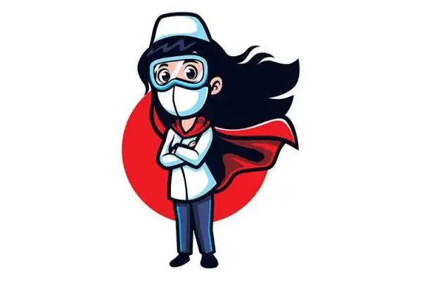 对抗病毒的医护英雄卡通形象