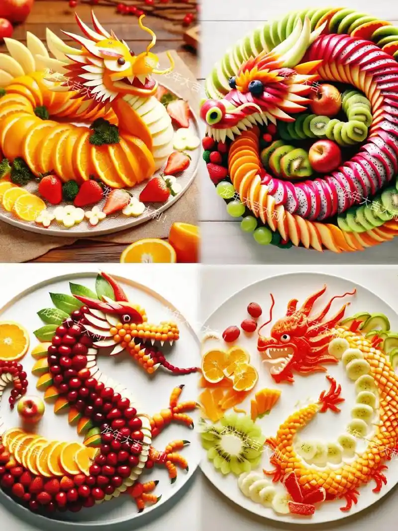 2024年"迎接龙年"水果拼盘,美观可口"喜迎龙年,在这个充 - 抖音