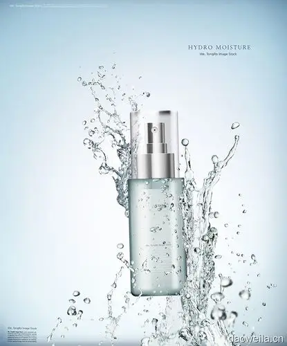 护肤品水润补水海报psd分层模板化妆品广告爽肤水花设计素材