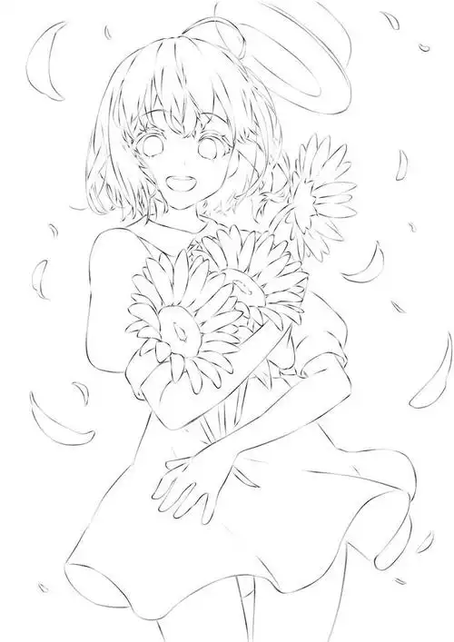 二次元少女手绘线稿 勤能补拙,熟而能生巧,喜欢手绘的朋友快来吧