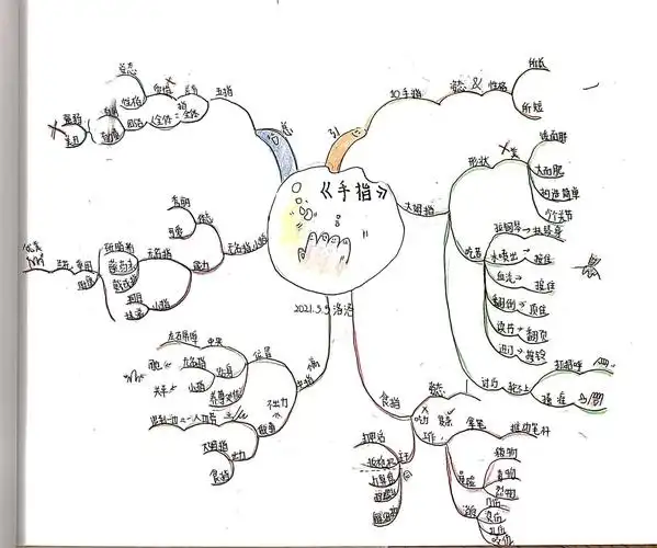 思维导图 ‖ 五年级课文练习《手指》 d129
