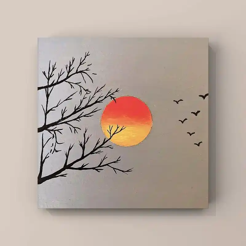 新手油画棒·黄昏大雁|右滑附简单教程.#油画棒教程 #油画棒 - 抖音