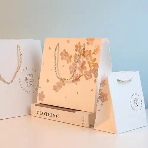 樱花手提袋定制伴手礼创意ins风购物纸袋化妆品礼品礼物袋子定做
