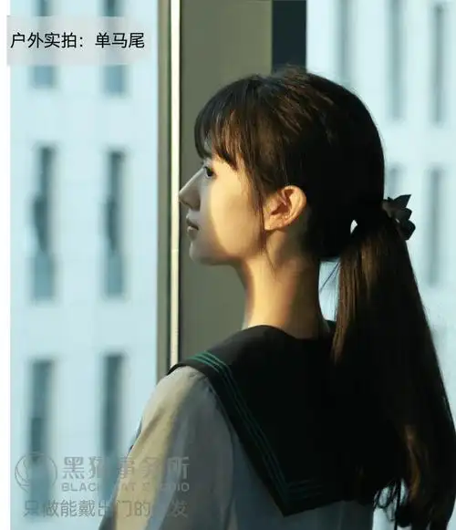 假发马尾双马尾假发女绑带式轻少量自然低马尾片日系微卷黑猫事务所40