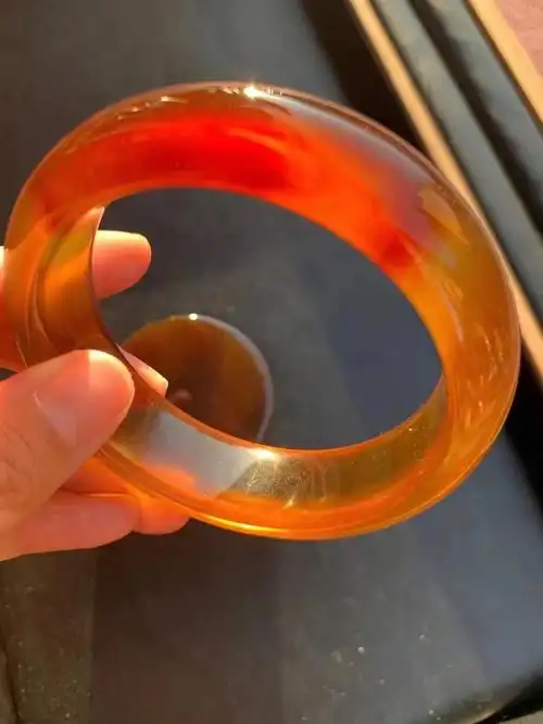 鸿运当头·天然缅甸琥珀手镯 顶级金棕飘红蜜, 整套无冰裂颜色品质没