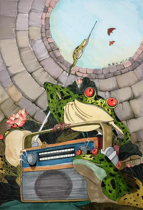 井底蛙|插画|新锐潮流插画|陈湾弯吖_原创作品-站酷zcool