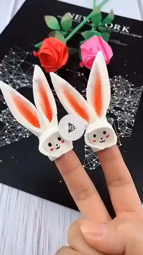 用卫生纸折的可爱小兔子