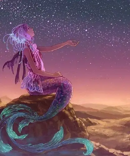 求p图把美人鱼和石头p到星空图片上,可以把底下的水印给截了么p的时候