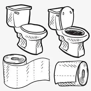 手绘线条简约马桶