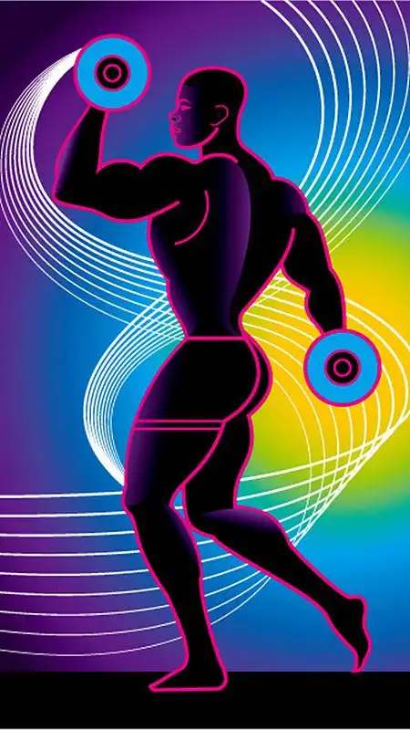 多彩健身房举哑铃画面背景图