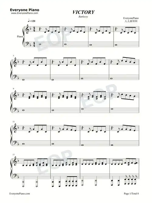 victory钢琴谱