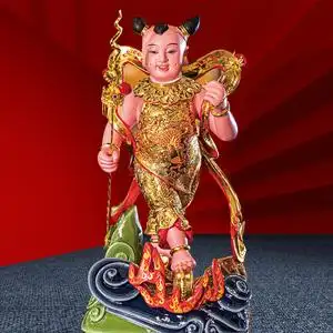 三漫陀哪吒三太子神像太子爷站太子风火轮中坛元帅像家用供奉摆件