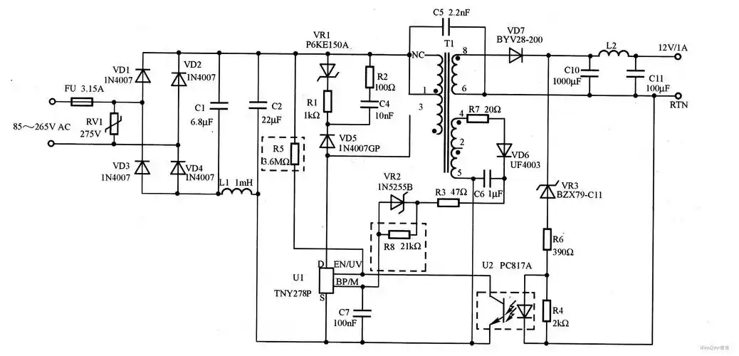 12v/1a输出开关电源电路