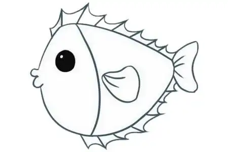 卡通海鱼简笔画的画法步骤教程
