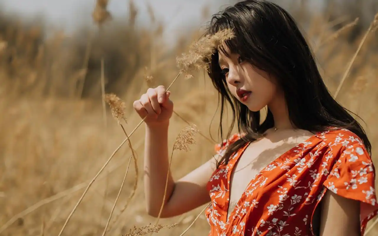 首页 桌面壁纸 美女壁纸 性感深v长裙美女野外写真高清壁纸1920_1200